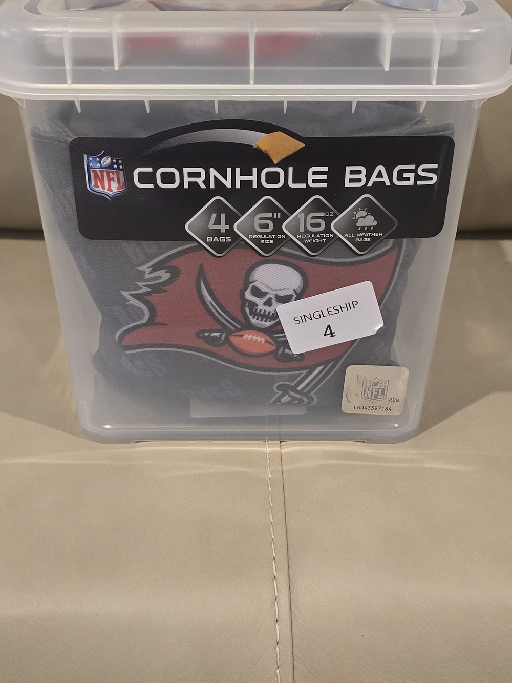 NFL Tampa Bay Buccaneers Cornhole Bag Set Of 4- Black/Red/Gray